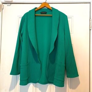 Travel Elements Women’s Green Long Sleeve Open Front Textured Blazer Size L